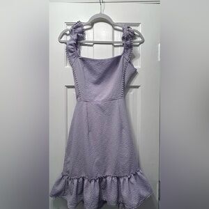 Women's Boho Backless Knot Ruffle Hem High Waist Trim Textured Mini Dress